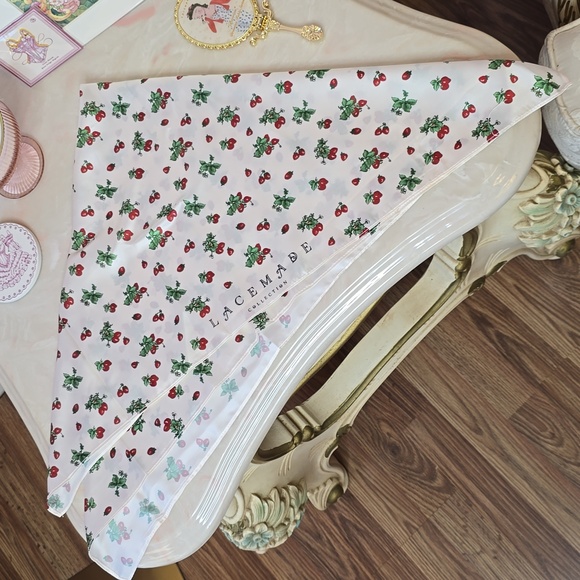 NWOT Lacemade Rare Strawberry Handkerchief OS White - Picture 5 of 7